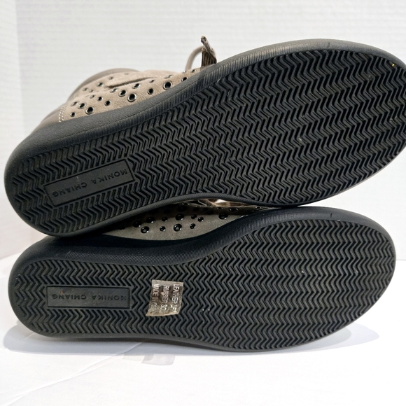 Monika Chiang NWOT Artemys Taupe Grommetted High Top Sneakers - Picture 4 of 9